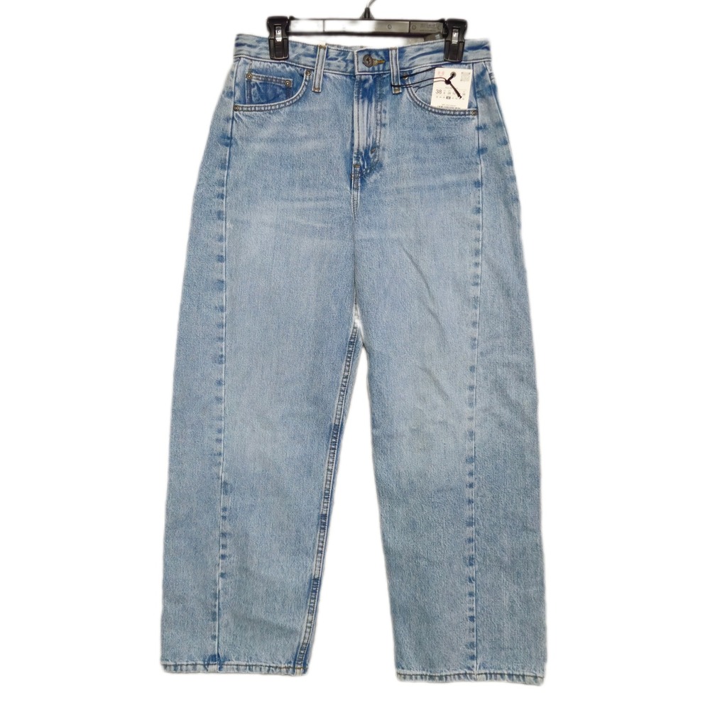 Zara ZW Ankle Relaxed Straight Jeans Womens 6 Light Wash Blue High Rise NEW
